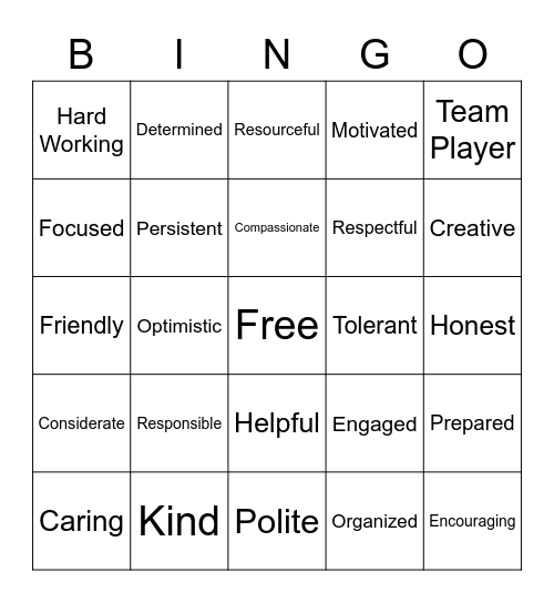 I AM... Bingo Card