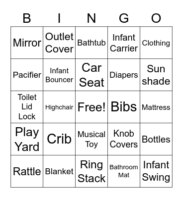 Baby Shower Bingo Card