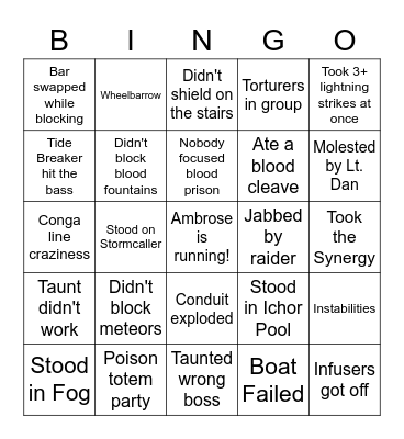 Dawnbringer Bingo card! Bingo Card