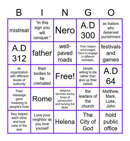 The Christian Church Bingo Card