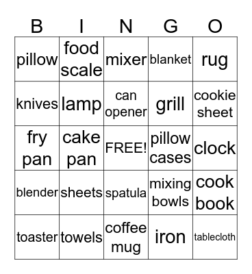 Bridal Shower Bingo Card