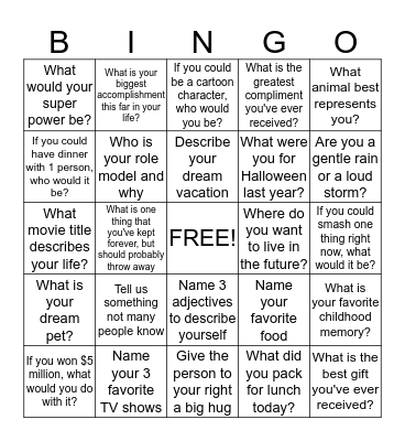 Social Bingo! Go Forestdale! Bingo Card