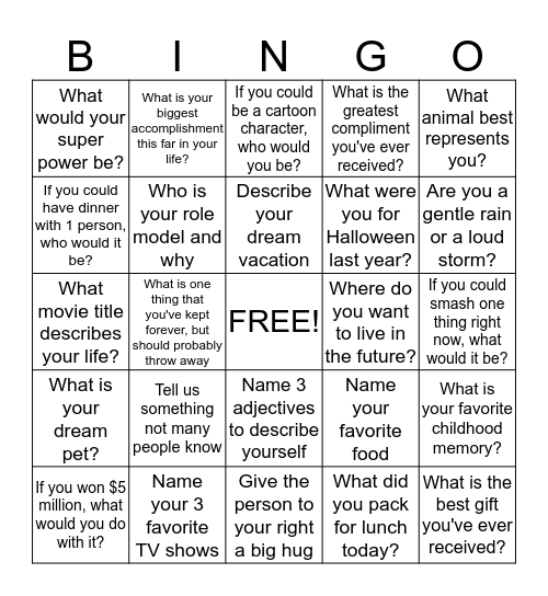 Social Bingo! Go Forestdale! Bingo Card