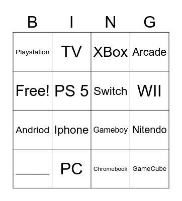 How do you play video games? Bingo Card