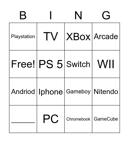 How do you play video games? Bingo Card