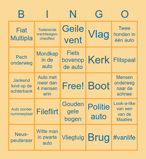Maaties Winterwonderland Auto Bingo! Bingo Card
