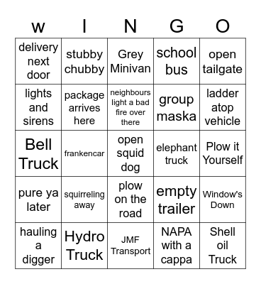 W.I.N.G.O's Greatest Hats Bingo Card