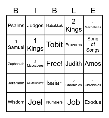 Books of the Old Testament Bingo Card