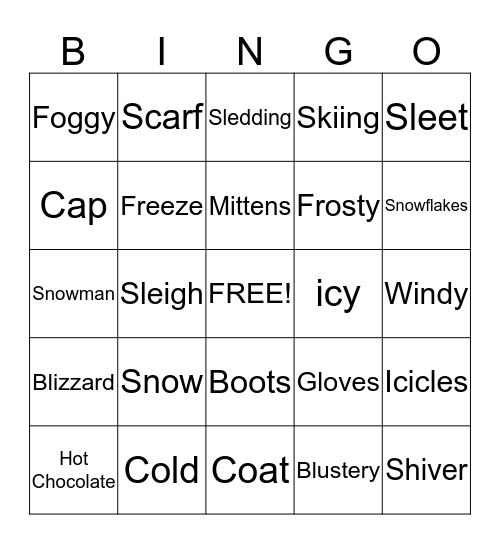 Winter Bingo Card