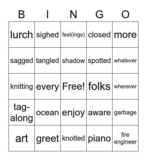 Wit & Wisdom Module 1--Kindergarten Bingo Card