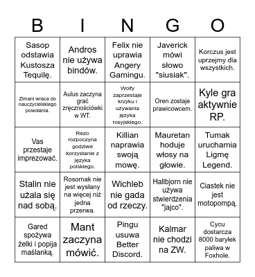IGRP Bingo 2022 Bingo Card