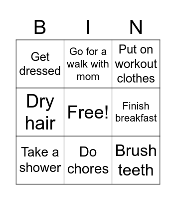 This morning Bingo Card