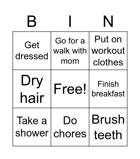 This morning Bingo Card