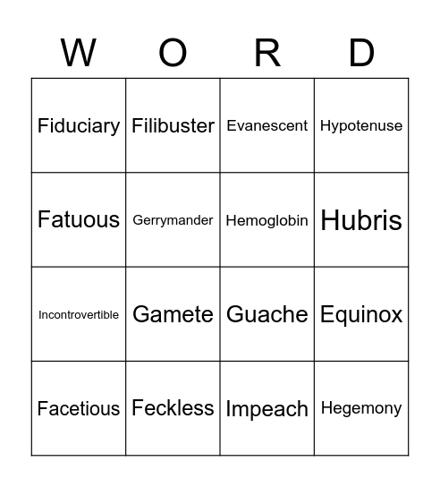 21-40 of 100 Words to Know Bingo Card