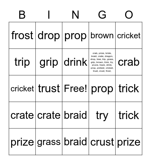 R blends Bingo Card