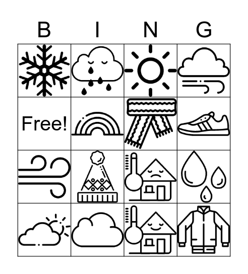 Weather Bingo Card
