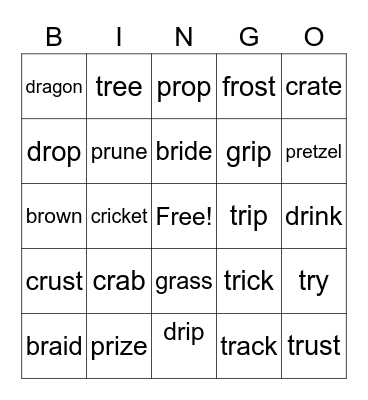 R blend Bingo Card