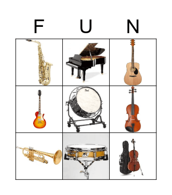 Musical Instrument Bingo Card