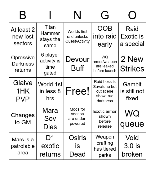 BUNGO Witch Queen Bingo Card