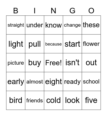 Unit 2 Bingo Card