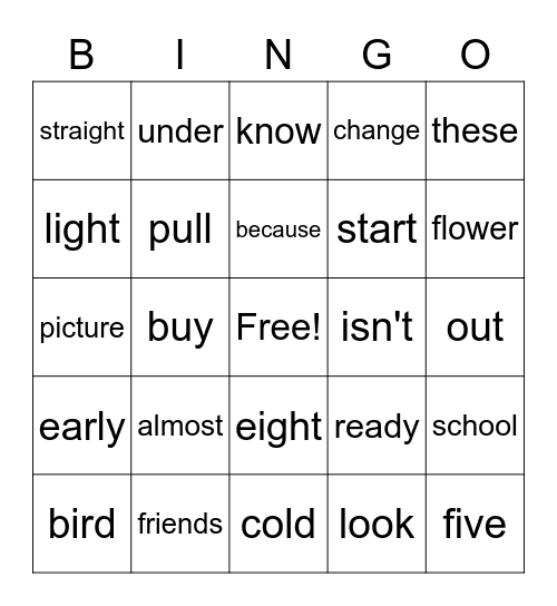 Unit 2 Bingo Card