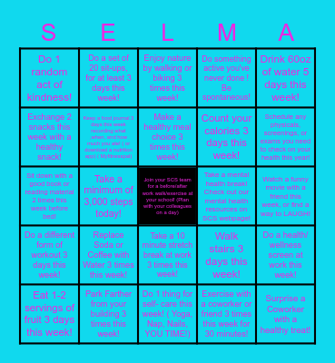 Selma City Schools Wellness Bingo Challenge! Bingo Card