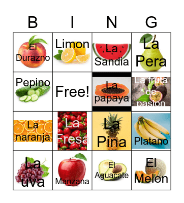 Spanish Bingo Card