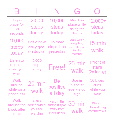 Permission World STEP CHALLENGE Bingo Card