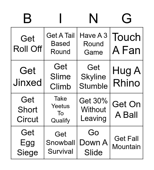 Fall guys bingo Card
