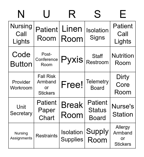 Alfred State College Clinical Orientation Bingo Card