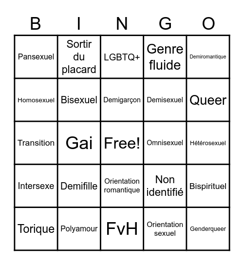 LGBTQ+ Bingo Card