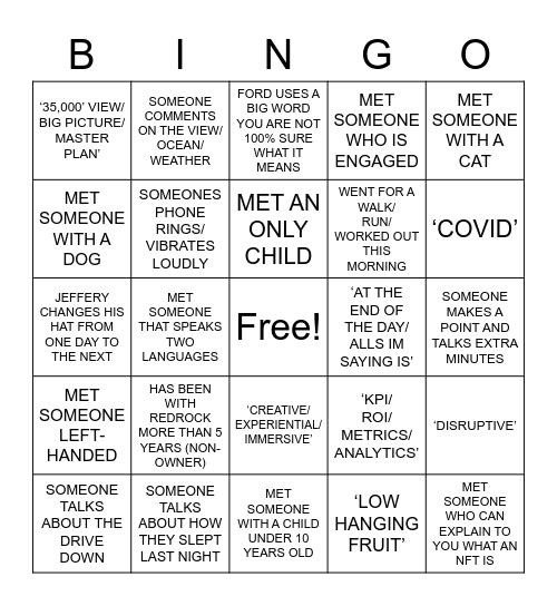 Summit 2022 Bingo Card