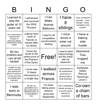 WWF-Canada Holiday Party Bingo Card