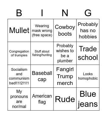 conservative bingo Card