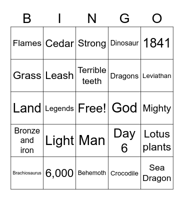 DINOSAUR Bingo Card