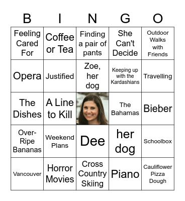 Celebrate Amelia Bingo Card