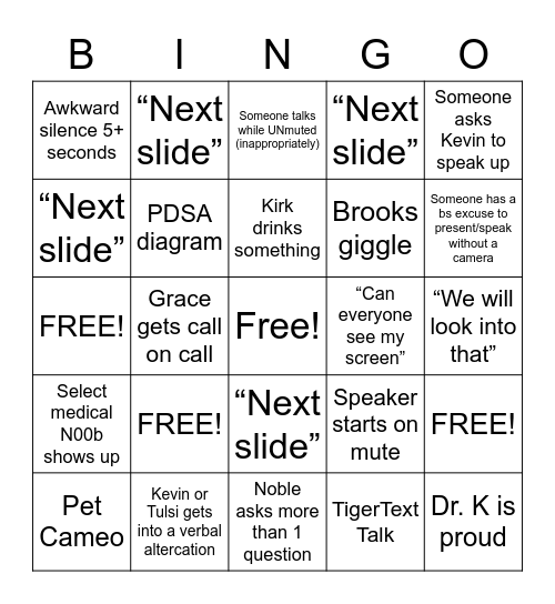 QI Nonsense Bingo Card