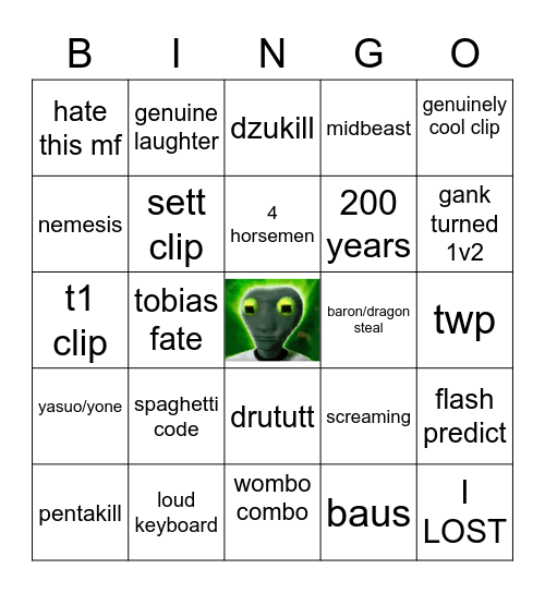Shynapshe Bingo Card