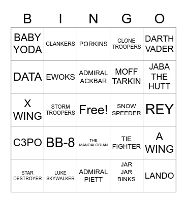 Star Wars Bingo Card