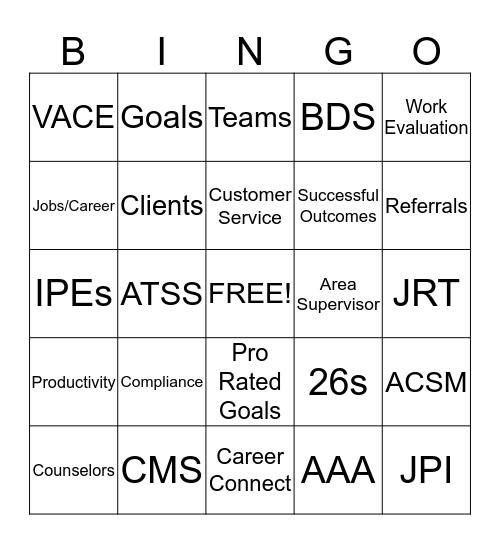 VR LINGO BINGO Card