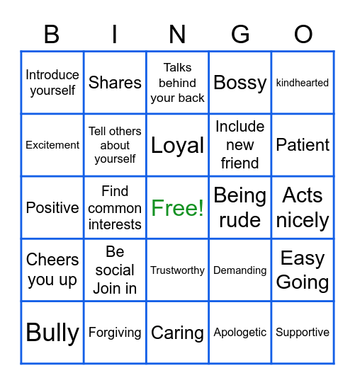 FRIENSHIP BINGO Card