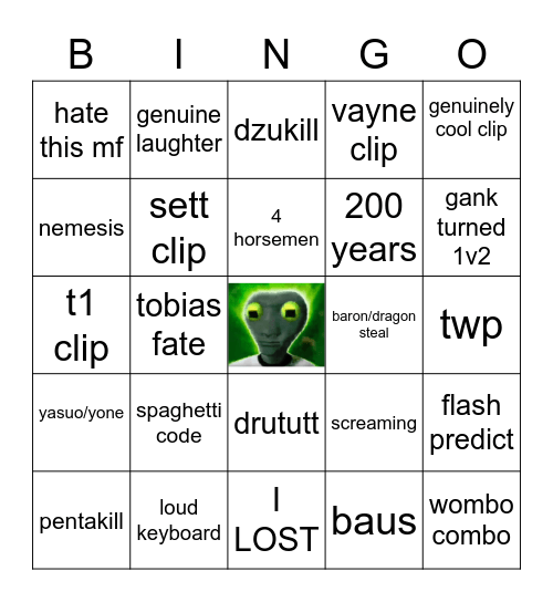 Shynapshe Bingo Card