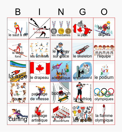 Les jeux olympiques Bingo Card