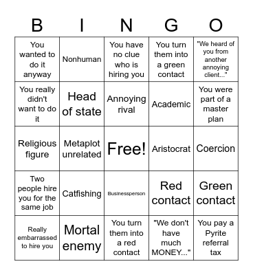 SPECIALIST CLIENT BINGO Card