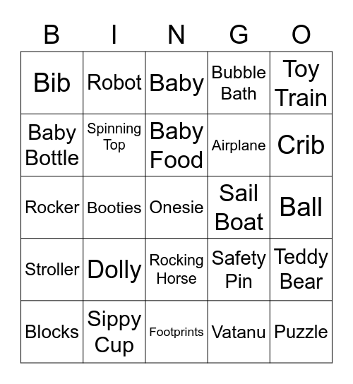 Baby Bingo Card