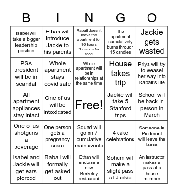 Spring 2022 Bingo Card