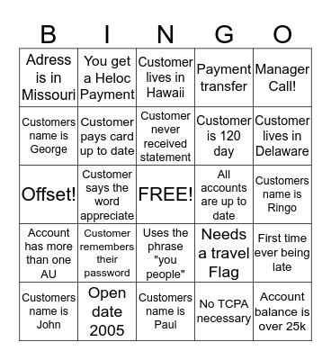 Saturday Collections Bingo Card