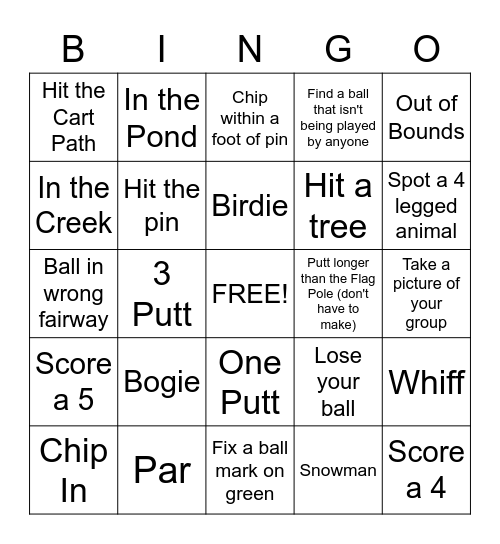 COVE CAY DIVOT DIVA'S FRIDAY LEAGUE Bingo Card