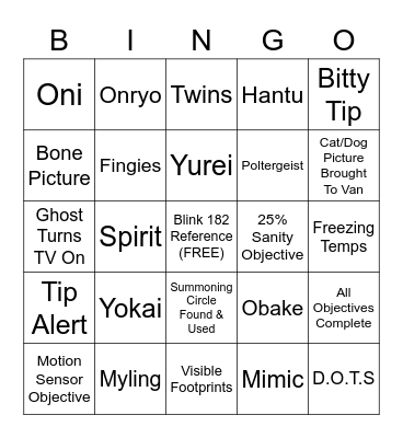 TheRealGuyJudge Phasmophobia Bingo Card