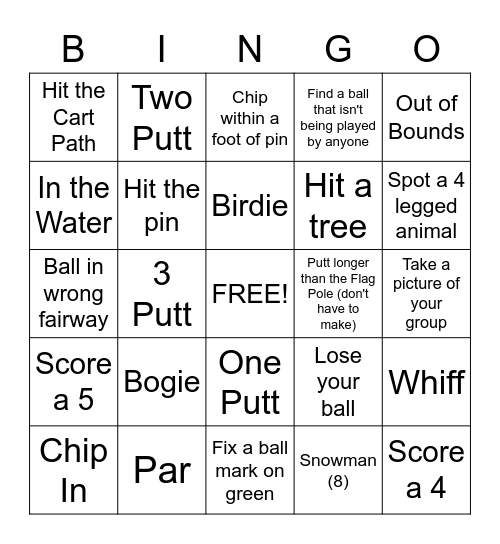 COVE CAY DIVOT DIVA'S FRIDAY LEAGUE Bingo Card